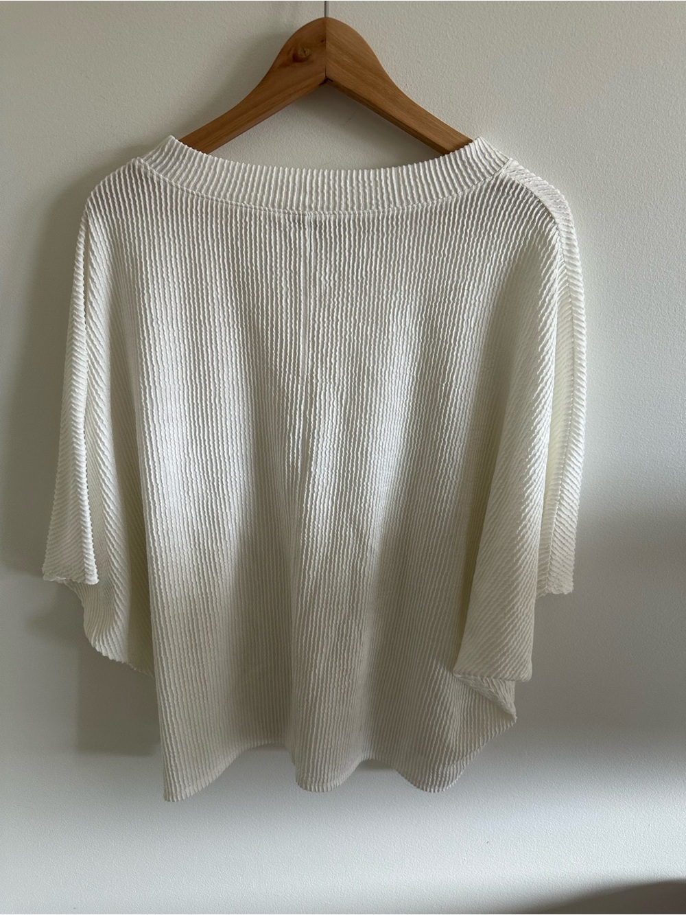 LOFT Cream V-Neck Ribbed Batwing Top - Picture 4 of 5